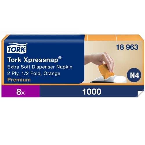 N4 18963 Tork Xpressnap Extra Soft adagolós szalvéta Narancssárga