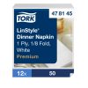 478145 Tork Premium Linstyle Dinner textilhatású szalvéta Fehér