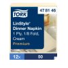 478146 Tork Premium Linstyle Dinner textilhatású szalvéta Krém