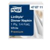 478711 Tork Premium Linstyle Dinner textilhatású szalvéta fehér 