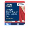 478854 Tork Premium Linstyle Dinner textilhatású szalvéta Piros