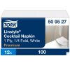 509527 Tork Premium Linstyle® Dinner textilhatású koktélszalvéta Fehér