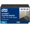 509528 Tork Premium Linstyle Dinner textilhatású koktélszalvéta Fekete