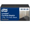 509528 Tork Premium Linstyle Dinner textilhatású koktélszalvéta Fekete